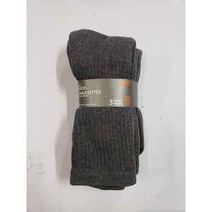 3-Pack Joe Fresh Socks Mens One Size Gray Knit Stretch Cotton‎ Casual Crew Socks
